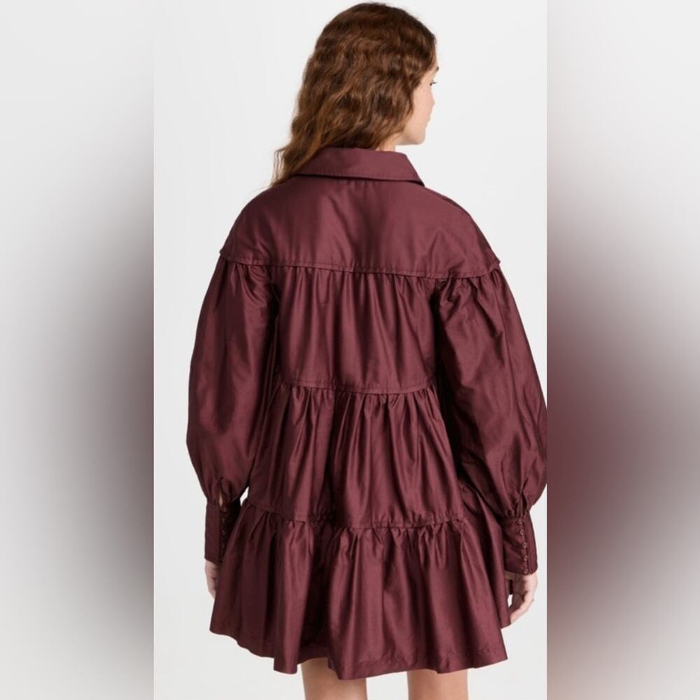 Aje. Wine red tiered zip Francis Mini Dress - Picture 4 of 9